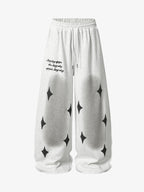 Spray Paint Star Print Distressed Sweatpants