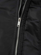 Detachable Faux Fur Collar Ruched Sleeve Bomber Jacket
