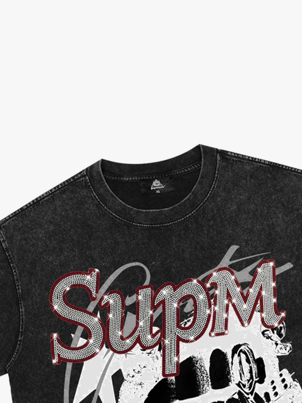 Washed Rhinestone Letter Graphic T-Shirt