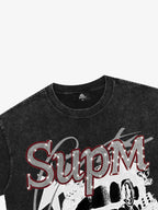 Washed Rhinestone Letter Graphic T-Shirt