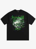 Gothic Skull Spiderweb Graphic T-Shirt