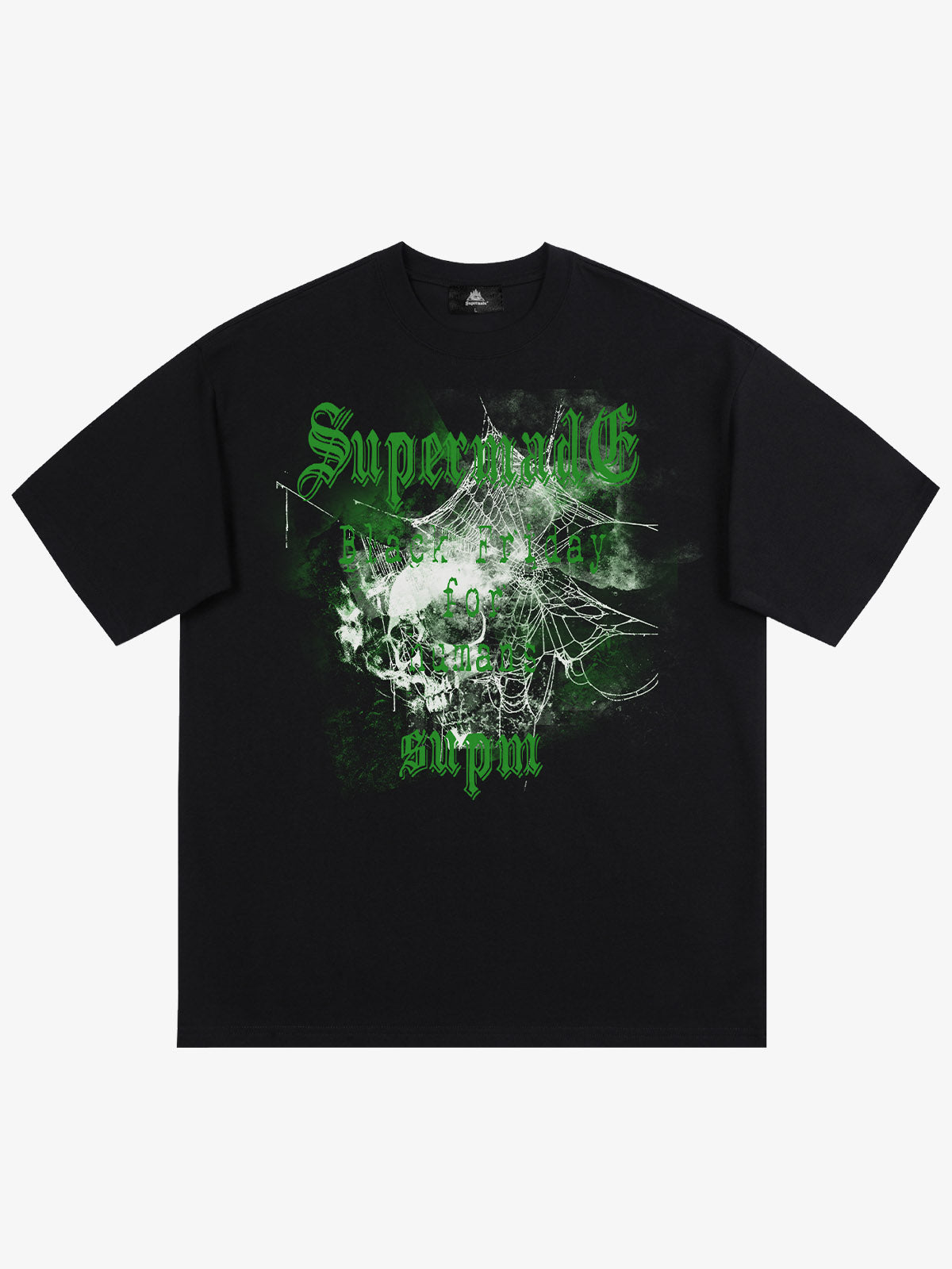 Gothic Skull Spiderweb Graphic T-Shirt