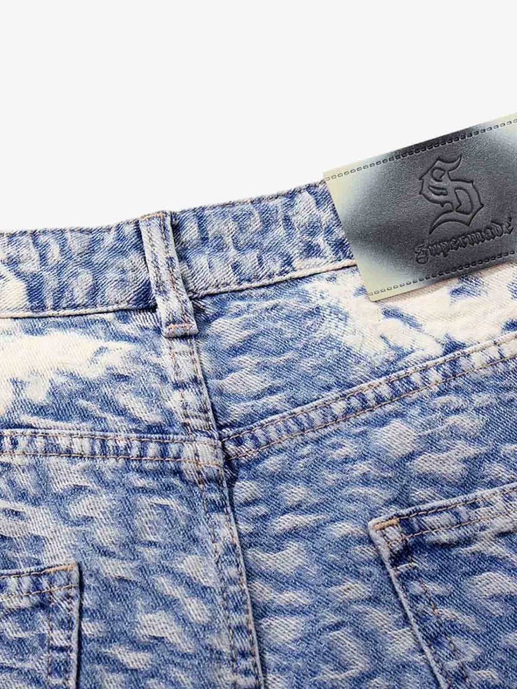Cloud Texture Jacquard Effect Wide-Leg Jeans