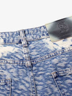 Cloud Texture Jacquard Effect Wide-Leg Jeans