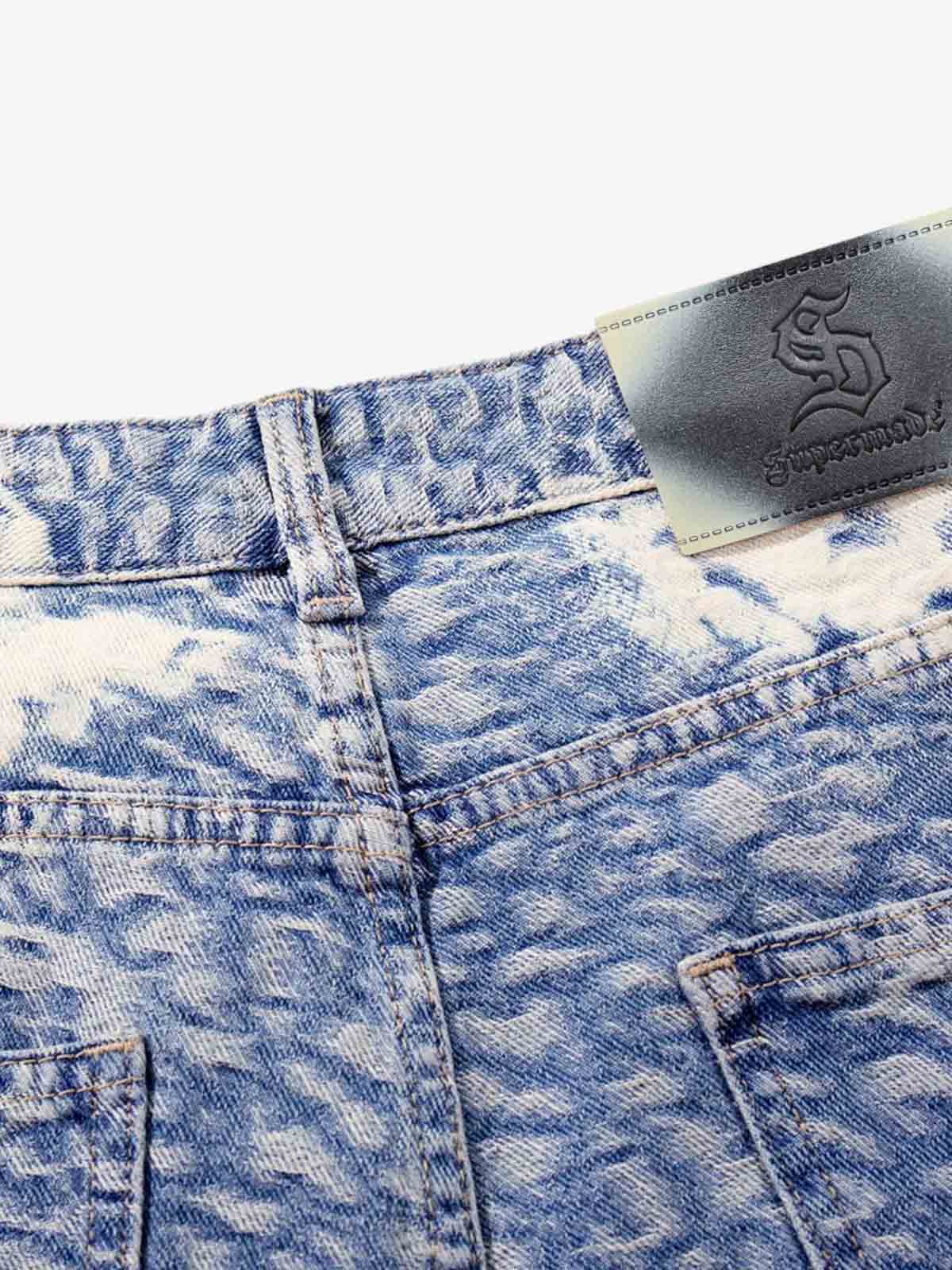 Cloud Texture Jacquard Effect Wide-Leg Jeans