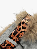 Leopard Belt Fur-Pom Detail Fleece Wide-Leg Pants