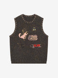 Vintage Embroidered Graphic Knit Sweater Vest