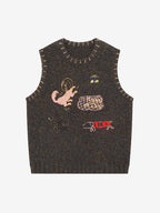 Vintage Embroidered Graphic Knit Sweater Vest