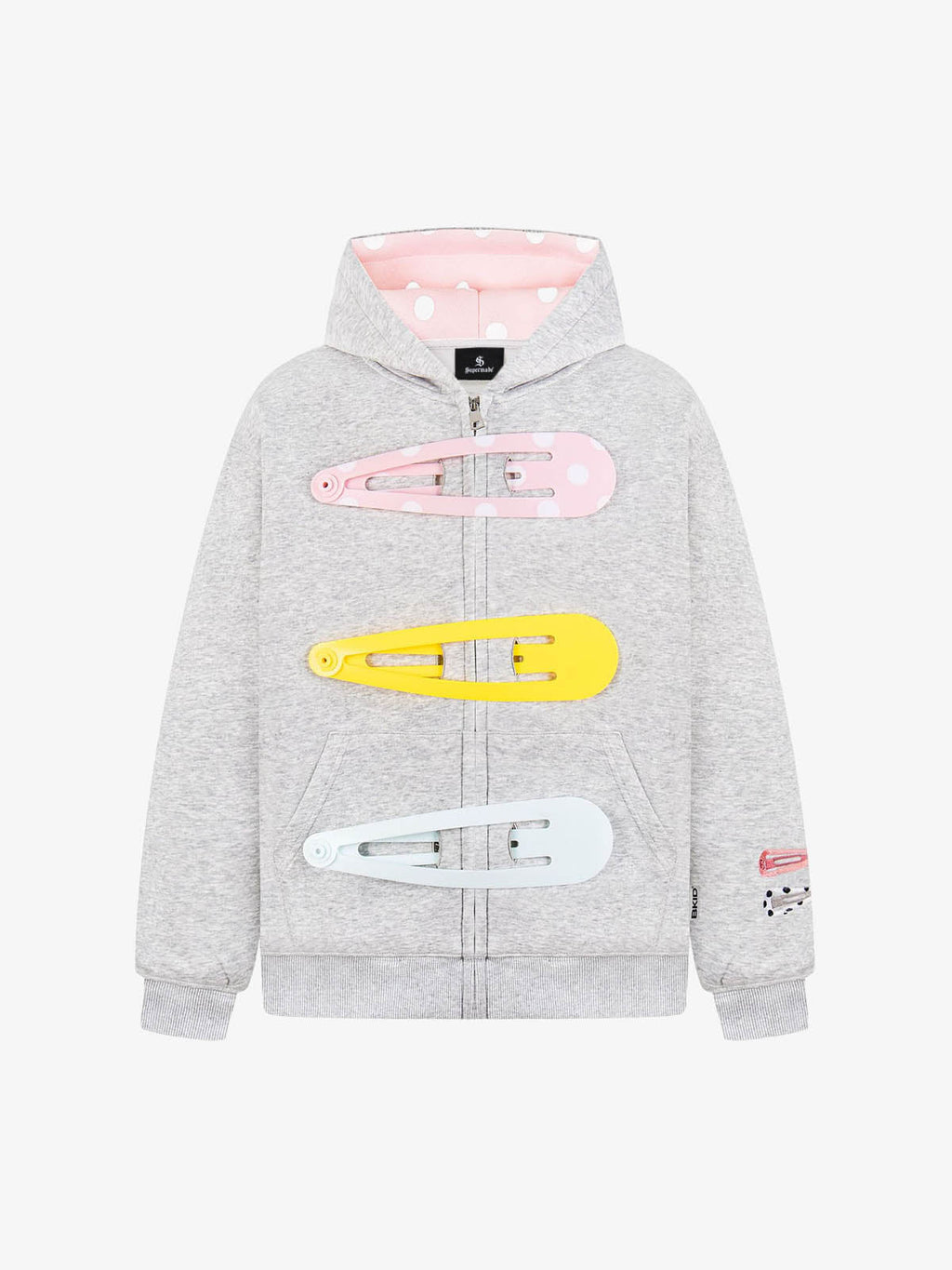 Detachable Hair Clip Decoration Zip Up Hoodie