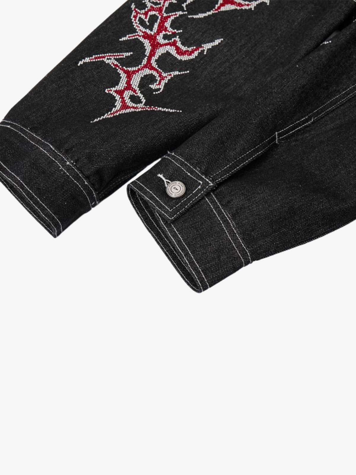 Rhinestone Thorn Graphic Denim Jacket