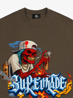 Street Skull Graffiti Artist Flame Flower Font T-Shirt