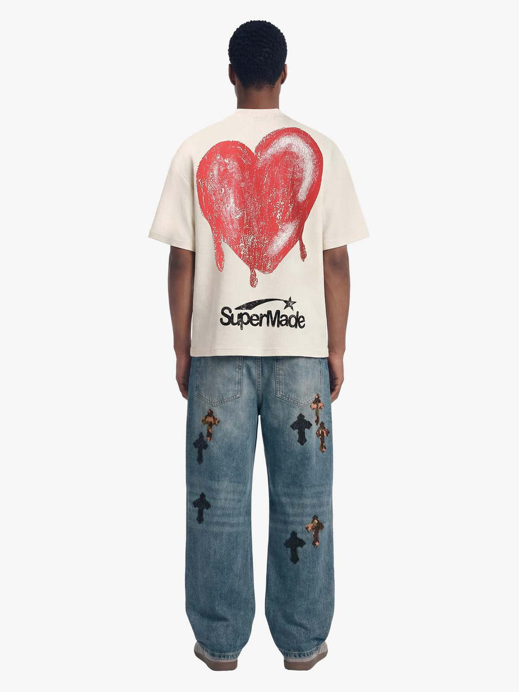 Skeleton & Melted Heart Graphic Waffle Knit T-Shirt