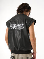 Thorn Destruction Frame Pattern Leather Vest