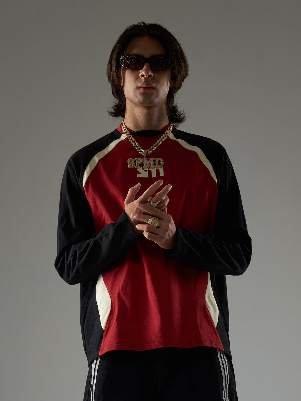 Original Retro Contrast Color Long-Sleeved T-Shirt