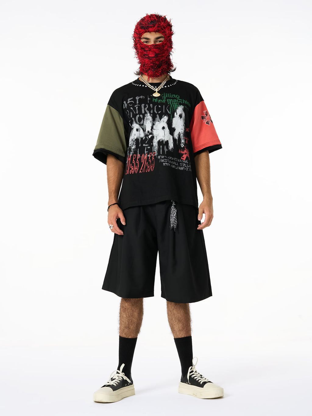 Pleated Design Pendant Decoration Baggy Shorts - 2482