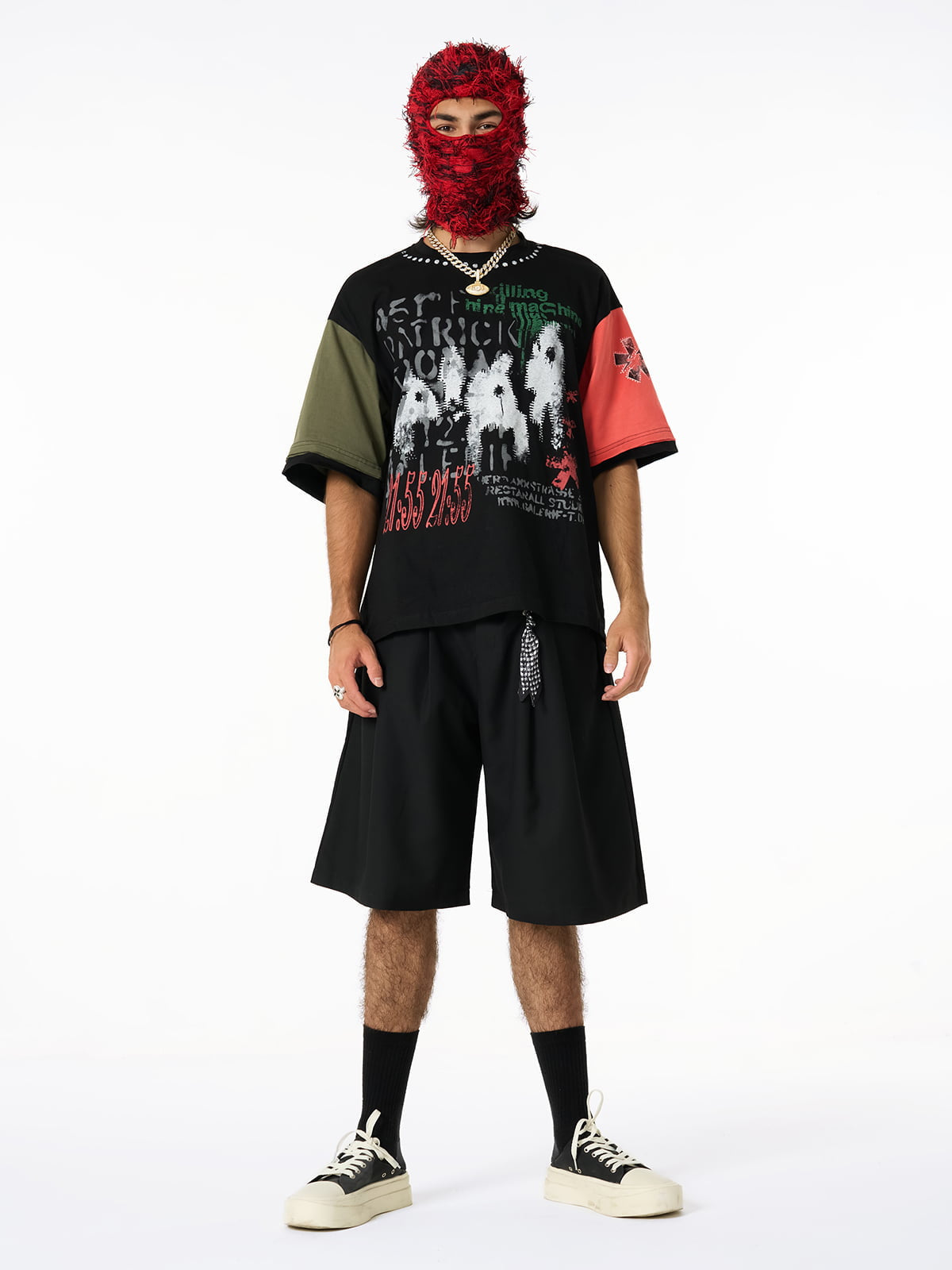 Pleated Design Pendant Decoration Baggy Shorts - 2482
