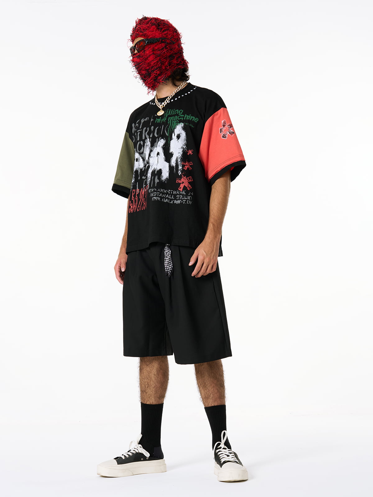Pleated Design Pendant Decoration Baggy Shorts - 2482