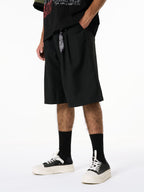 Pleated Design Pendant Decoration Baggy Shorts - 2482