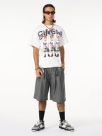 Pleated Design Pendant Decoration Baggy Shorts - 2482