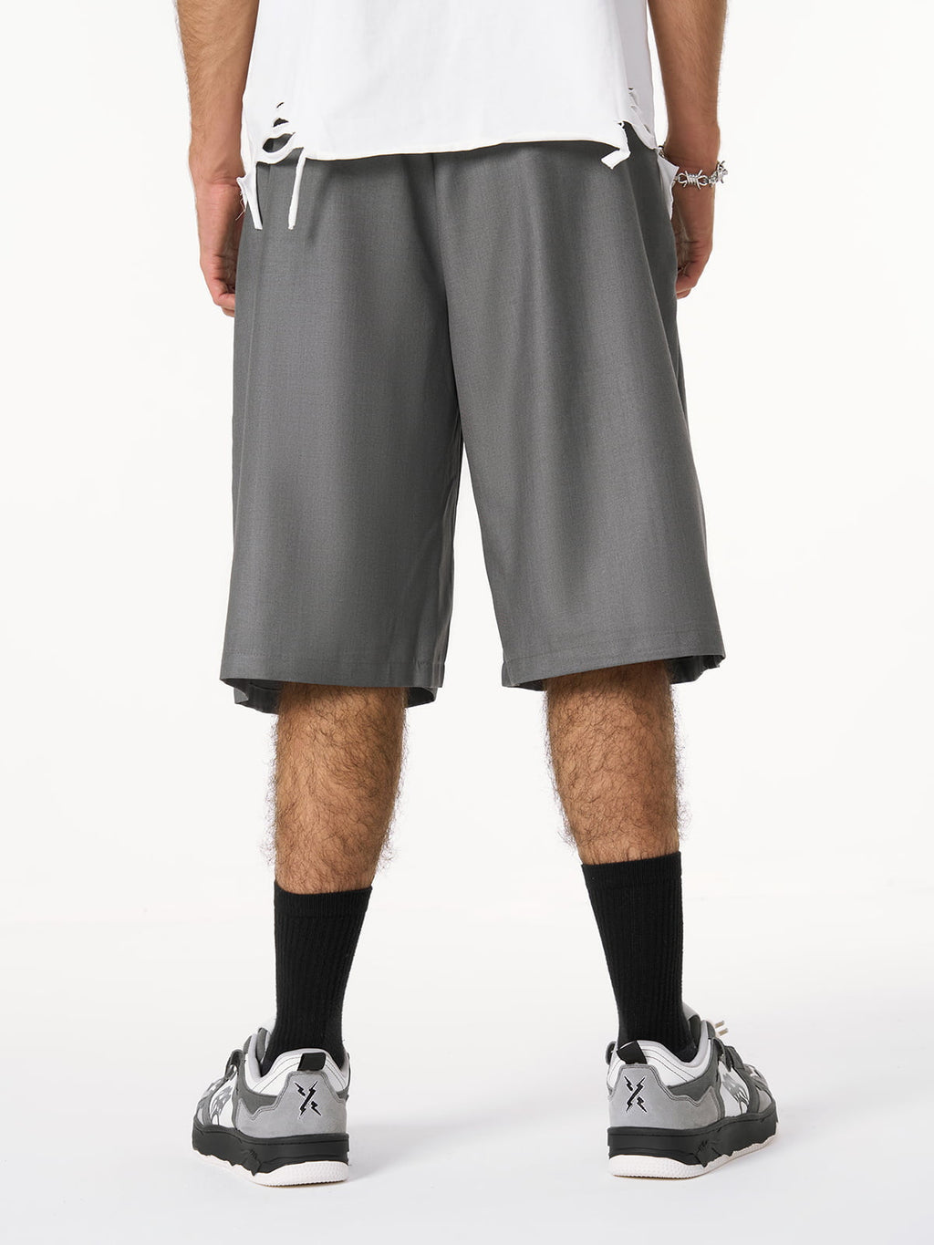 Pleated Design Pendant Decoration Baggy Shorts - 2482