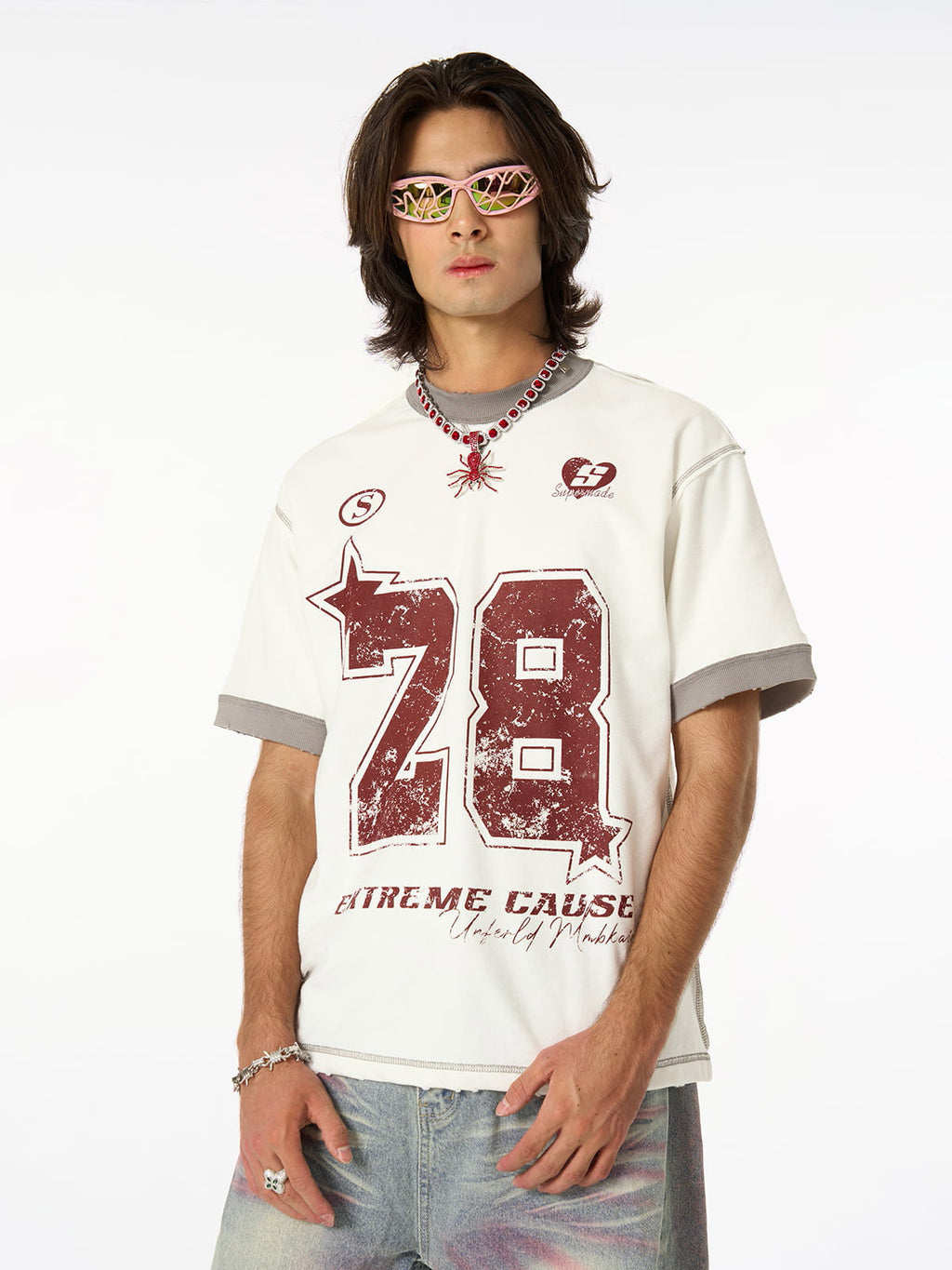 Distressed NO. 28 Jersey T-Shirt - 2442