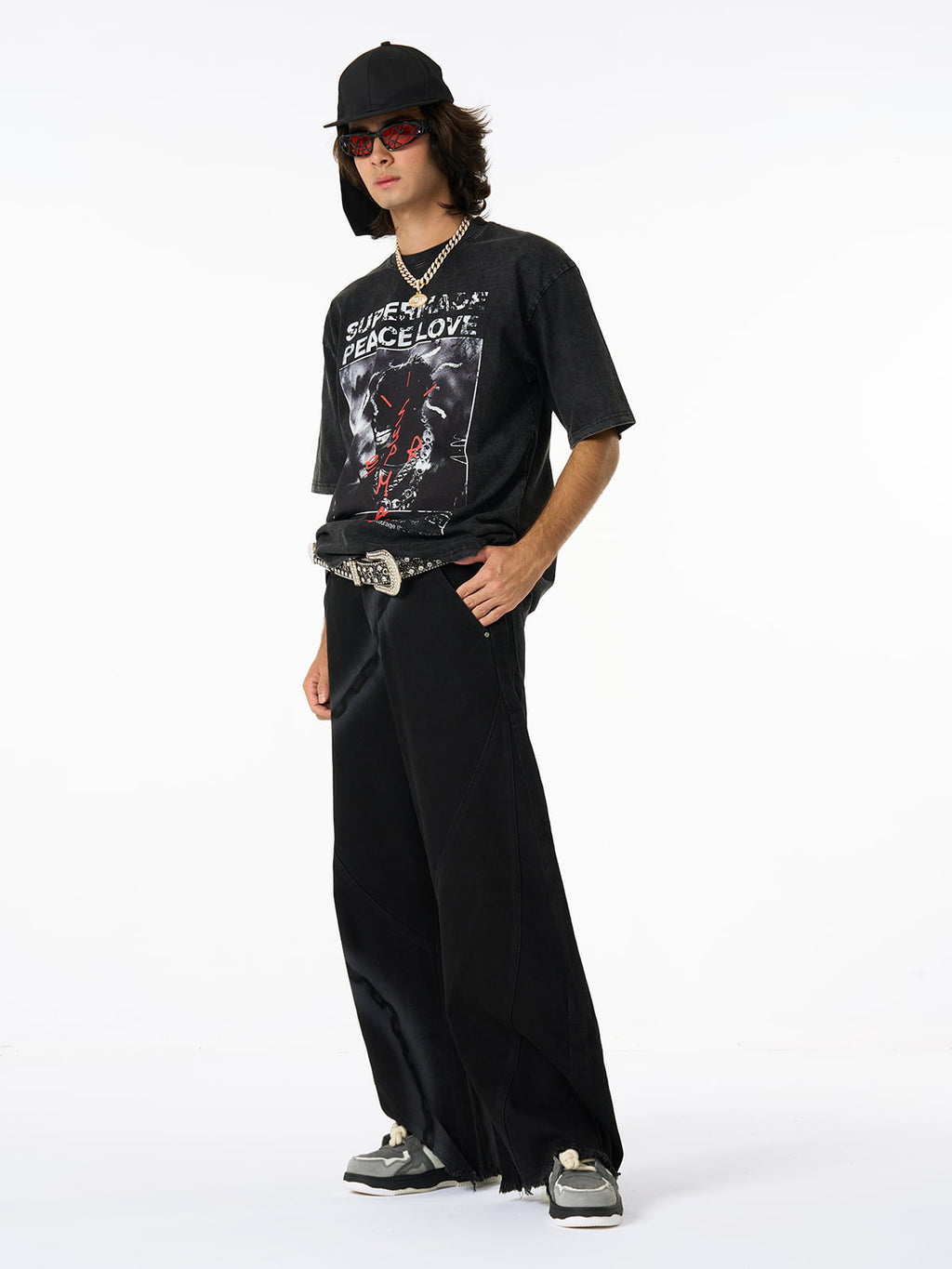Theprecipice Gangsta Rapper Oversize Graphic T-shirt  - 1990