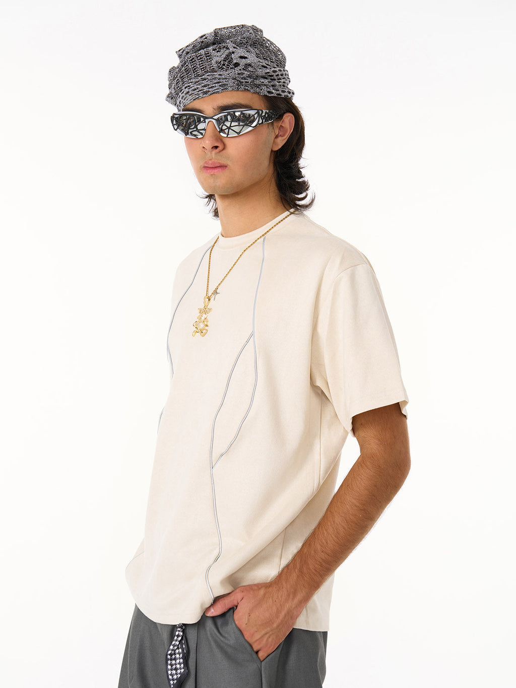 Functional Deconstructed Split Short-Sleeved T-Shirt - 2437