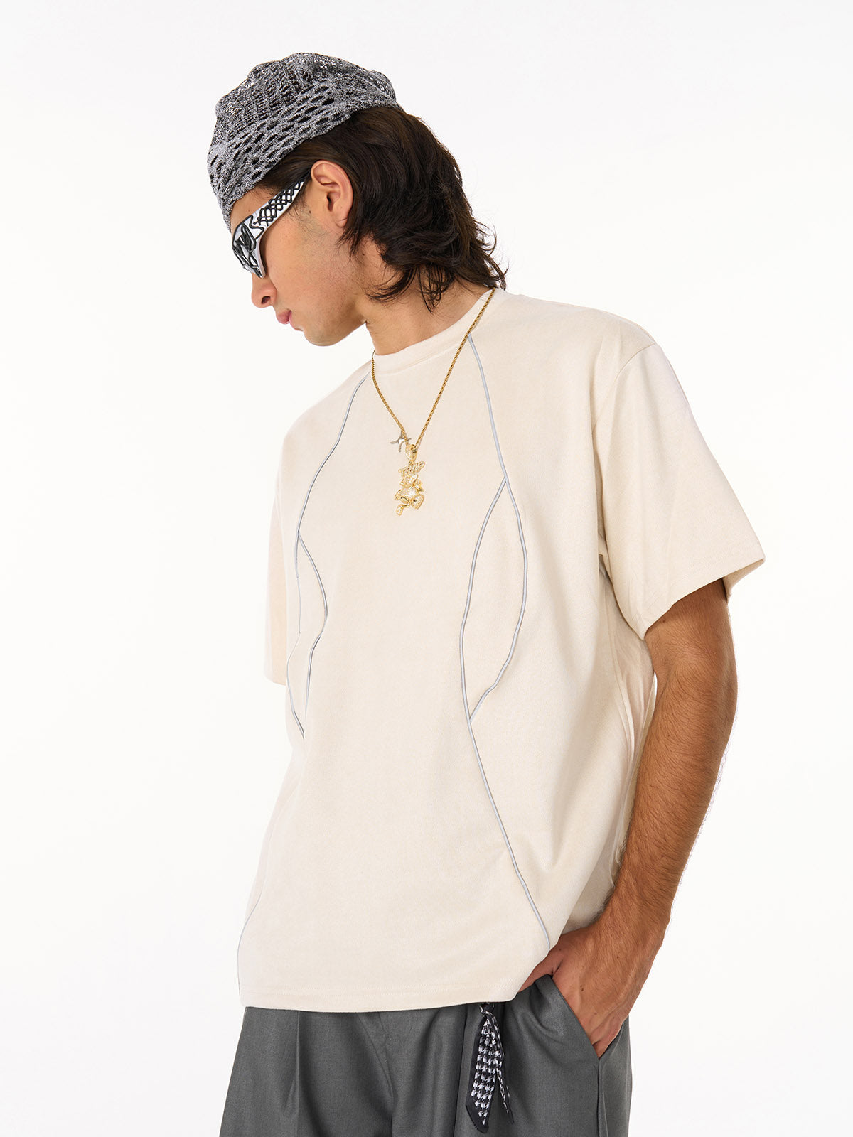 Functional Deconstructed Split Short-Sleeved T-Shirt - 2437