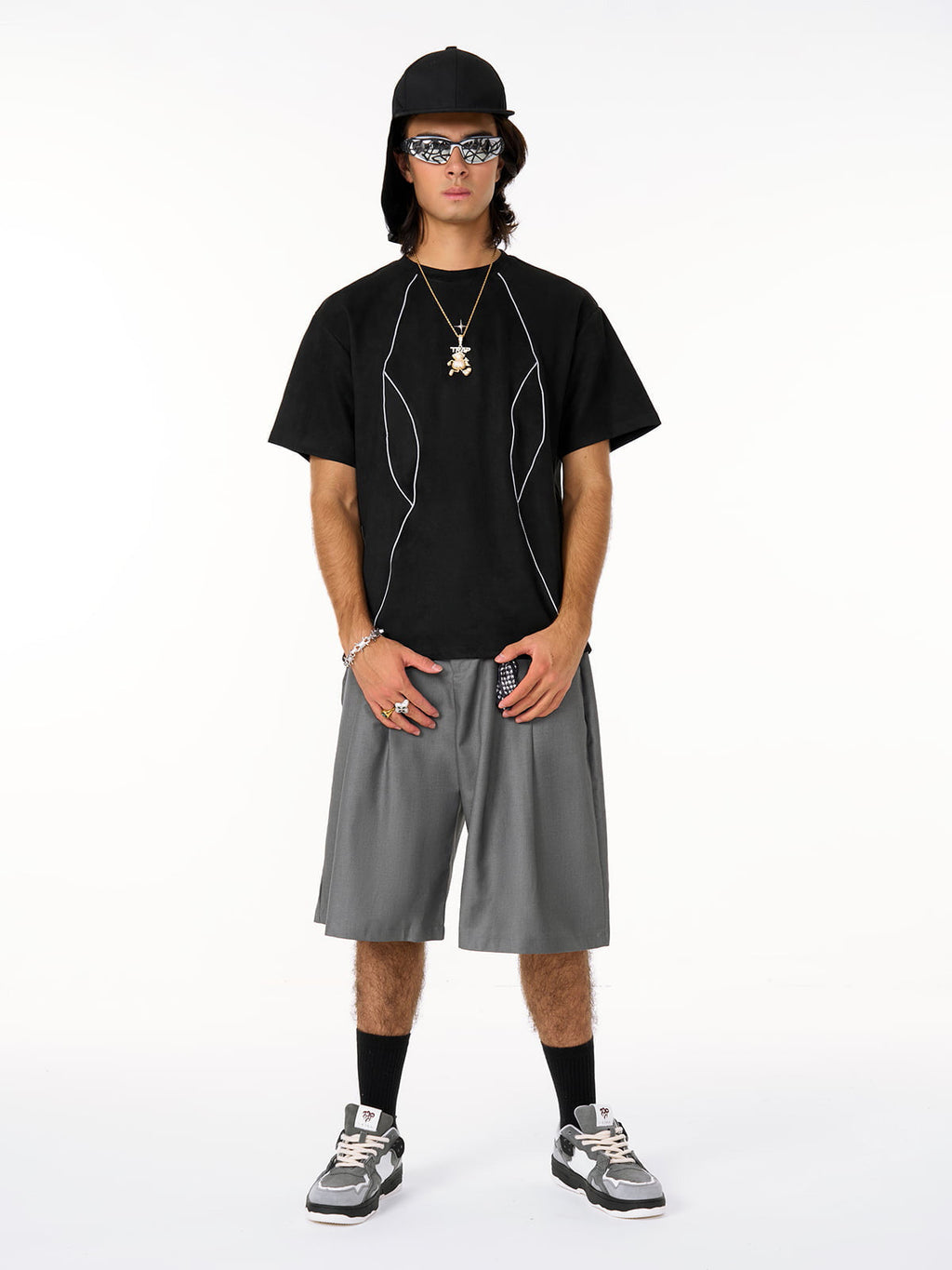 Functional Deconstructed Split Short-Sleeved T-Shirt - 2437