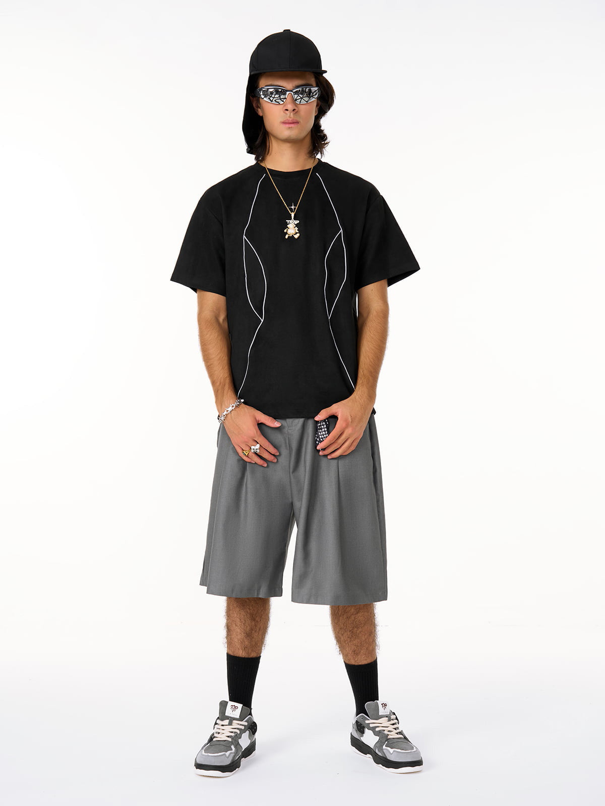 Functional Deconstructed Split Short-Sleeved T-Shirt - 2437