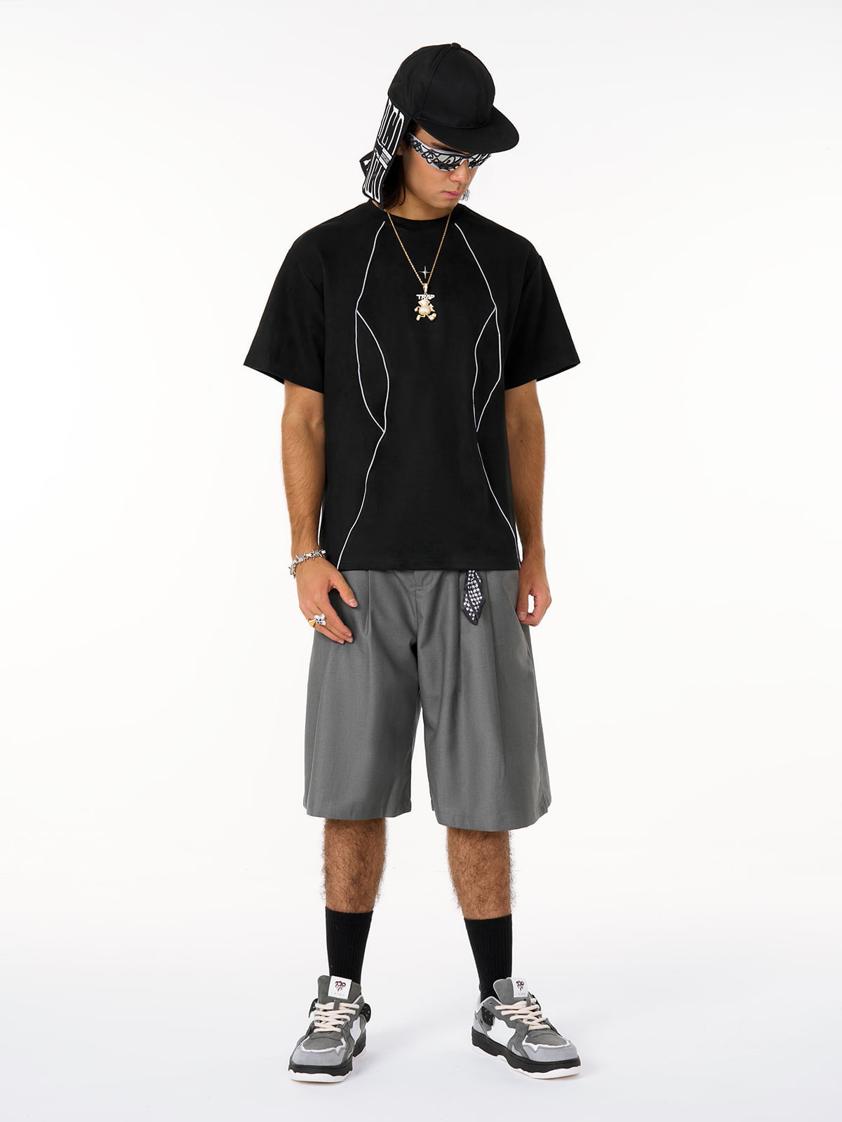 Functional Deconstructed Split Short-Sleeved T-Shirt - 2437