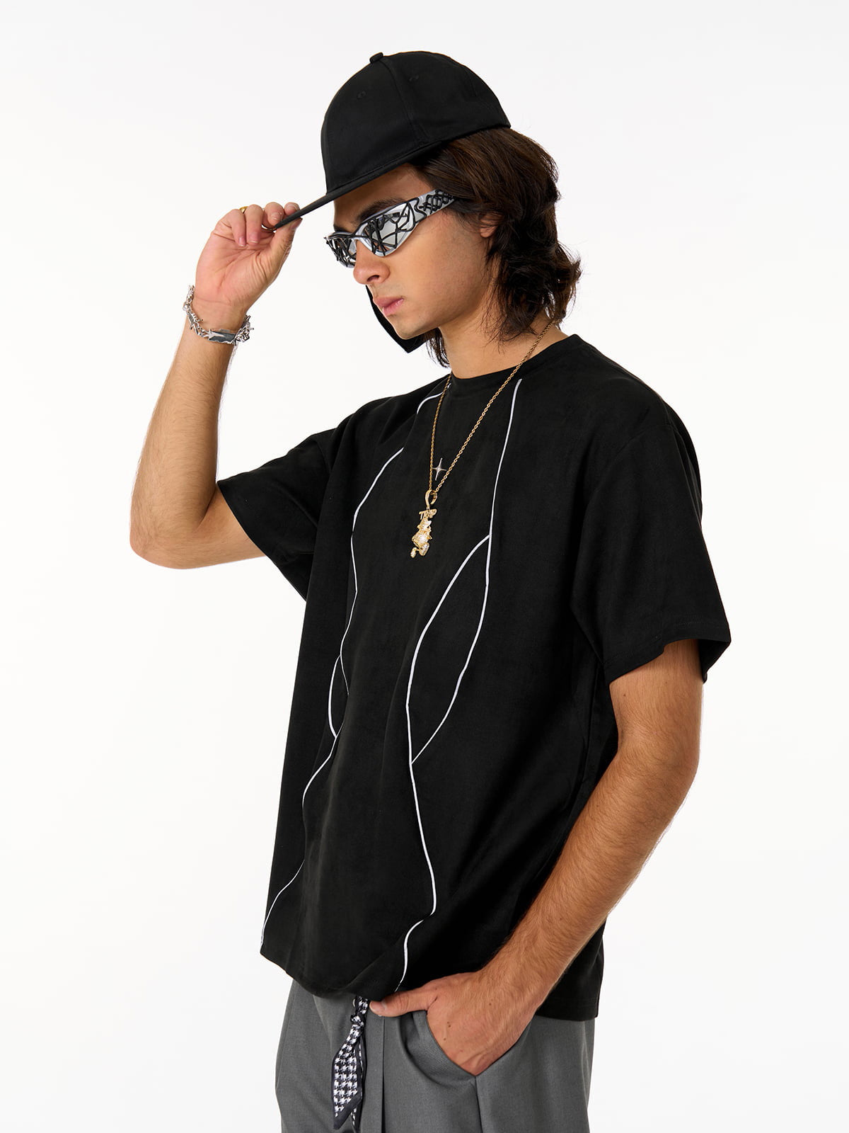 Functional Deconstructed Split Short-Sleeved T-Shirt - 2437