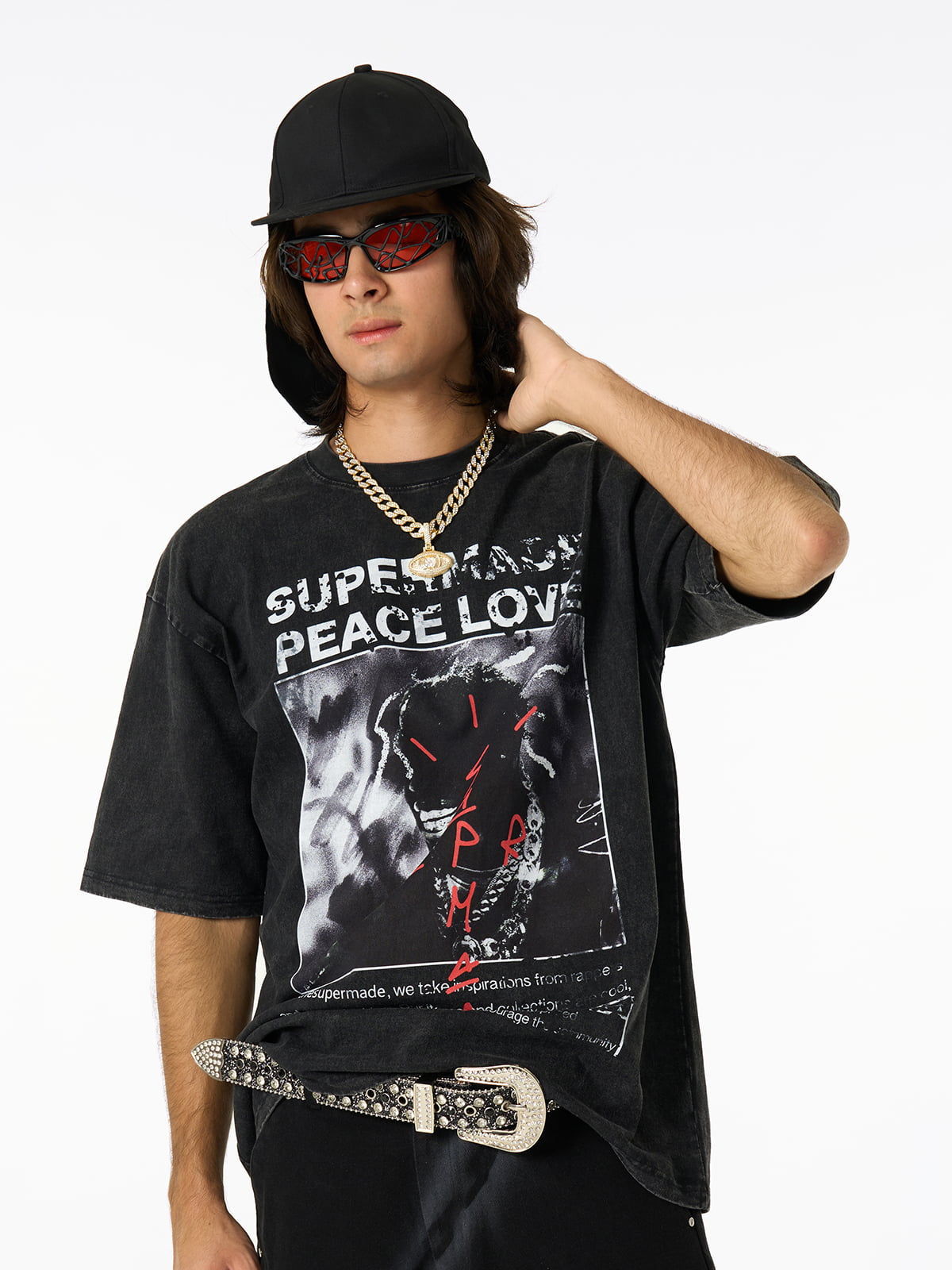 Theprecipice Gangsta Rapper Oversize Graphic T-shirt  - 1990