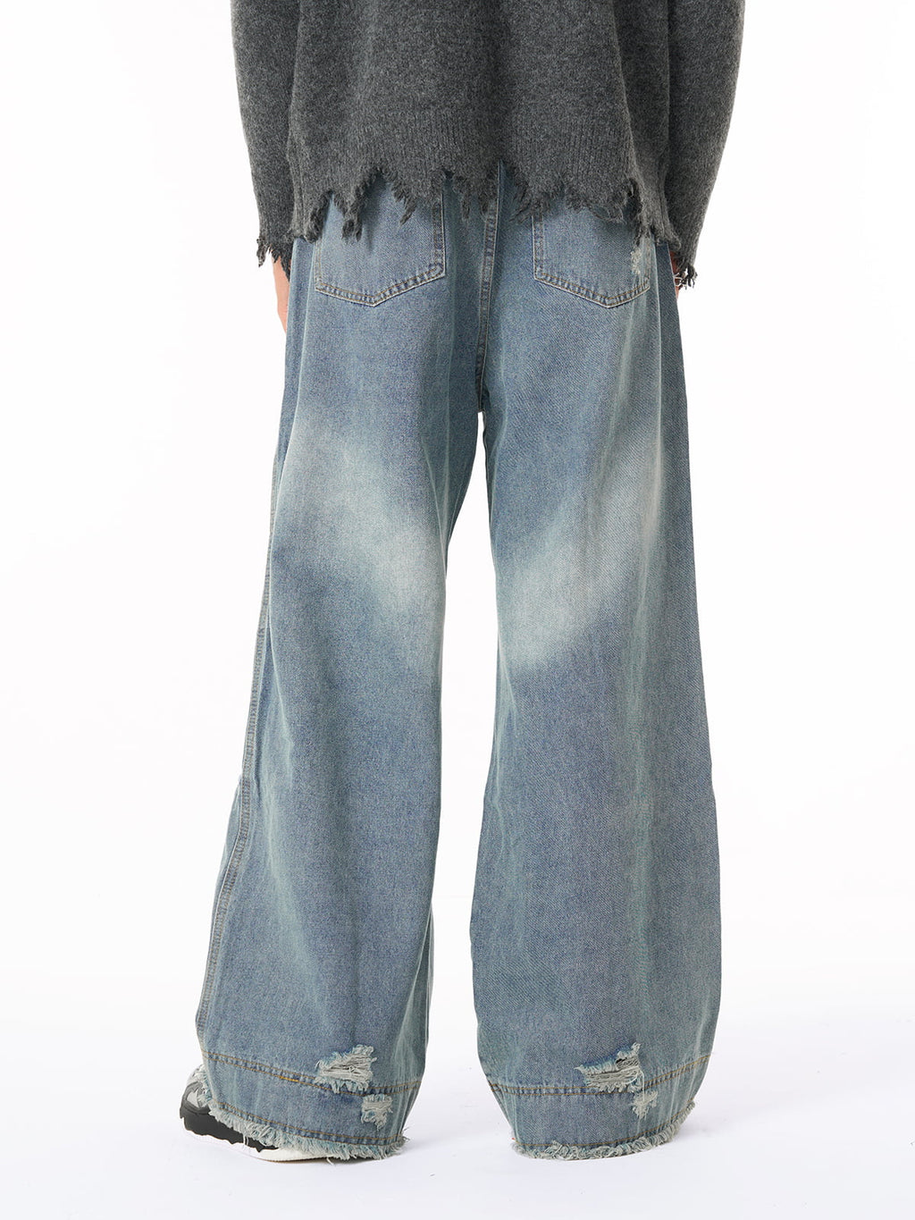 Theprecipice Washed Ripped Baggy Jeans