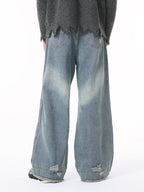 Theprecipice Washed Ripped Baggy Jeans