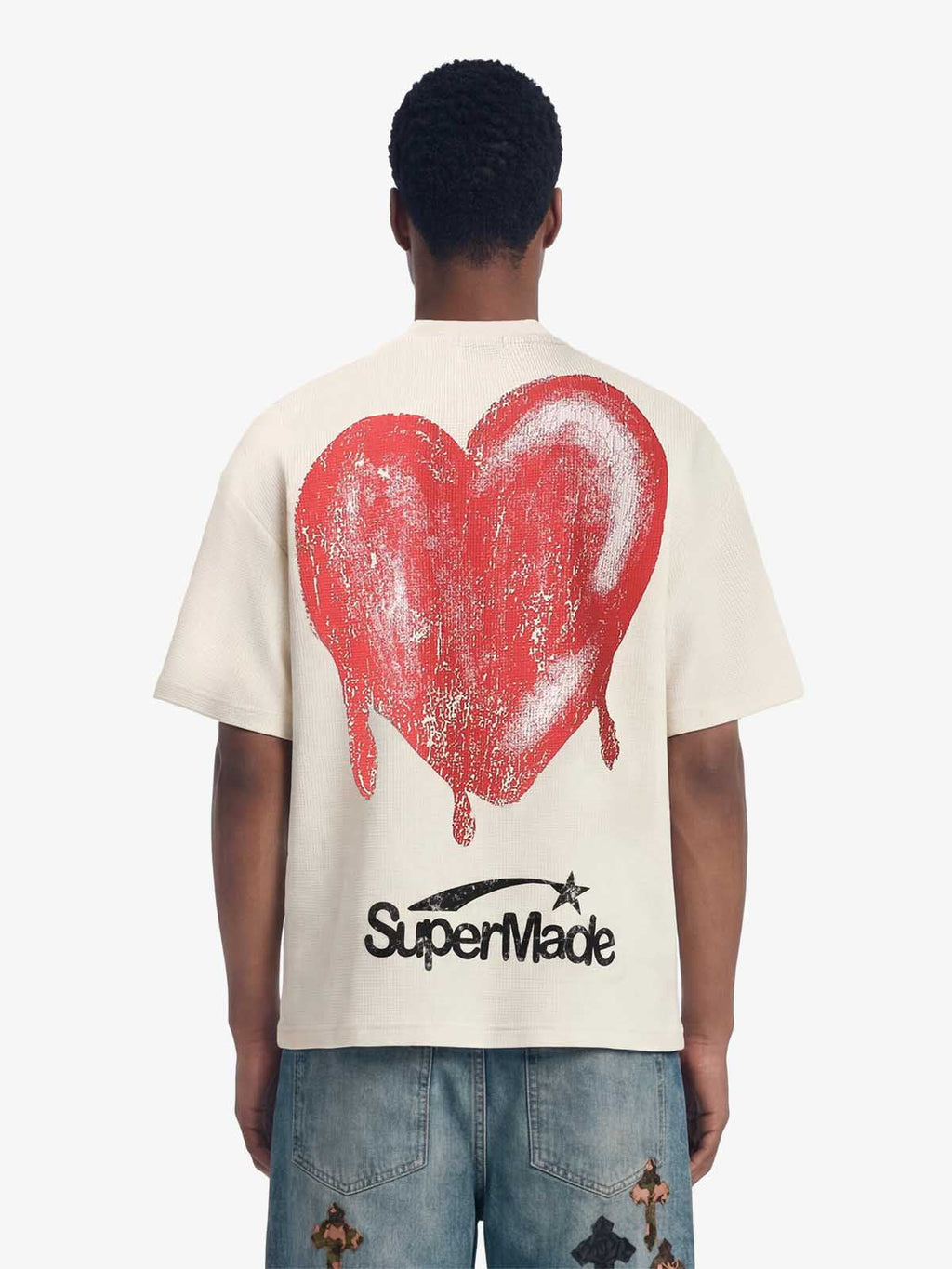 Skeleton & Melted Heart Graphic Waffle Knit T-Shirt