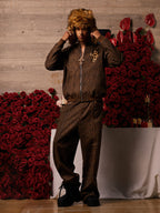 Cross Frame Leopard Print Baseball Jacket - 2572