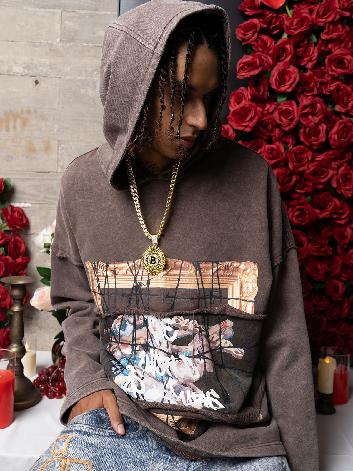 Distressed Thorn Destruction Painting Hoodie