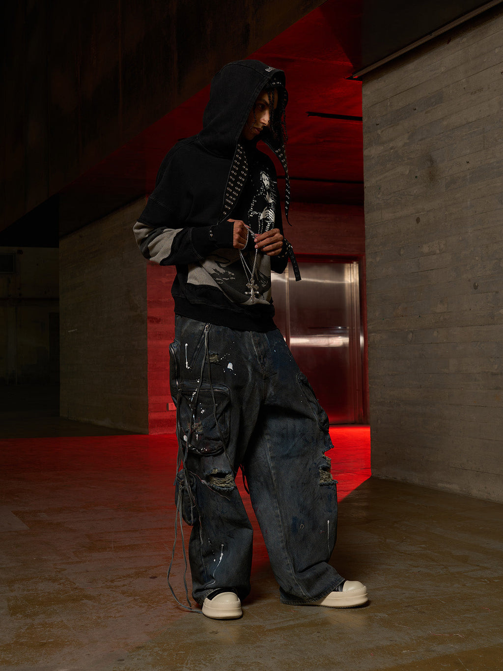 Distressed Electronic Exorcist Print Hoodie