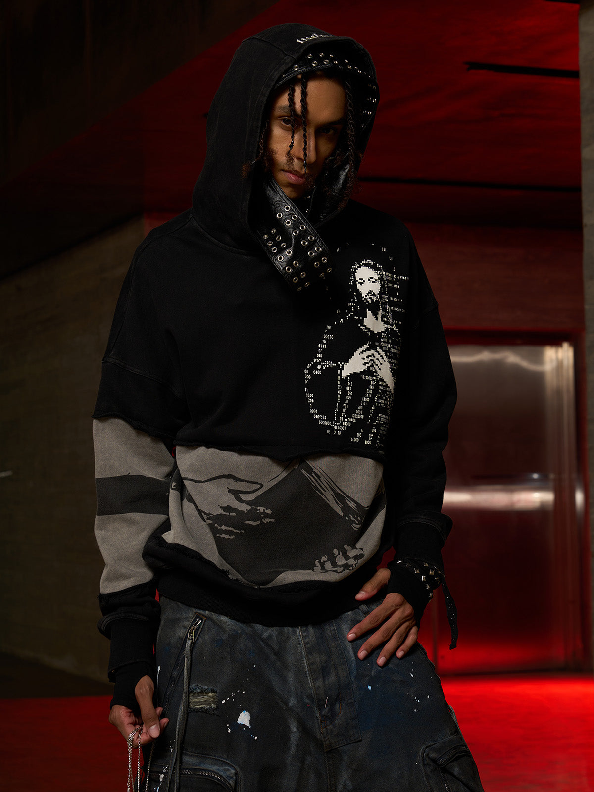 Distressed Electronic Exorcist Print Hoodie