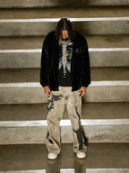 Theprecipice Street Letter Embroidered Fleece Jacket - 1838