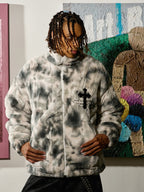 Heavy-Duty Faux Lambswool Tie-Dye Urban Jacket - 1558
