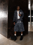 Original Oversized Denim Hoodie And Shorts Set - 2583
