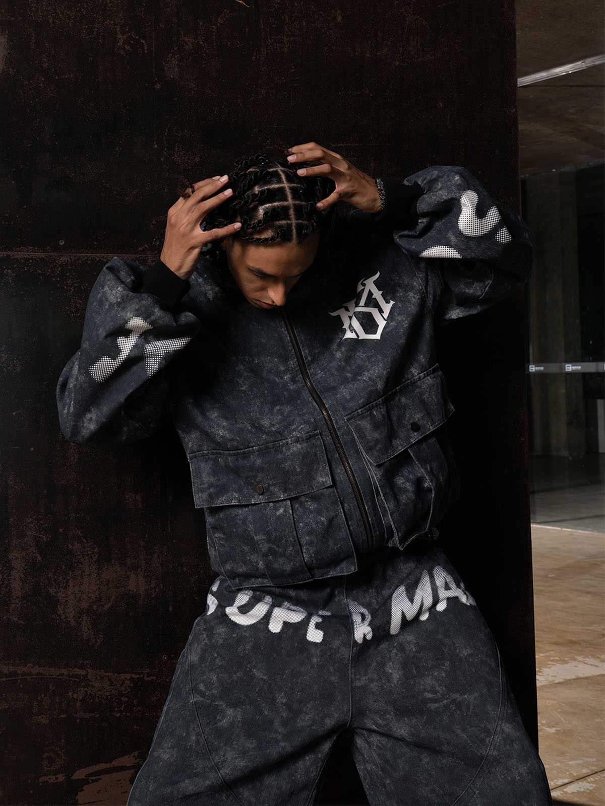 Original Oversized Denim Hoodie And Shorts Set - 2583