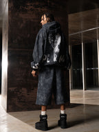 Original Oversized Denim Hoodie And Shorts Set - 2583
