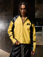 Original Contrast Color Leather Jacket - 2565