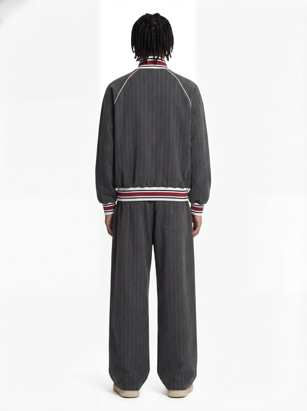 Pinstripe Vertical Embroidery Track Jacket