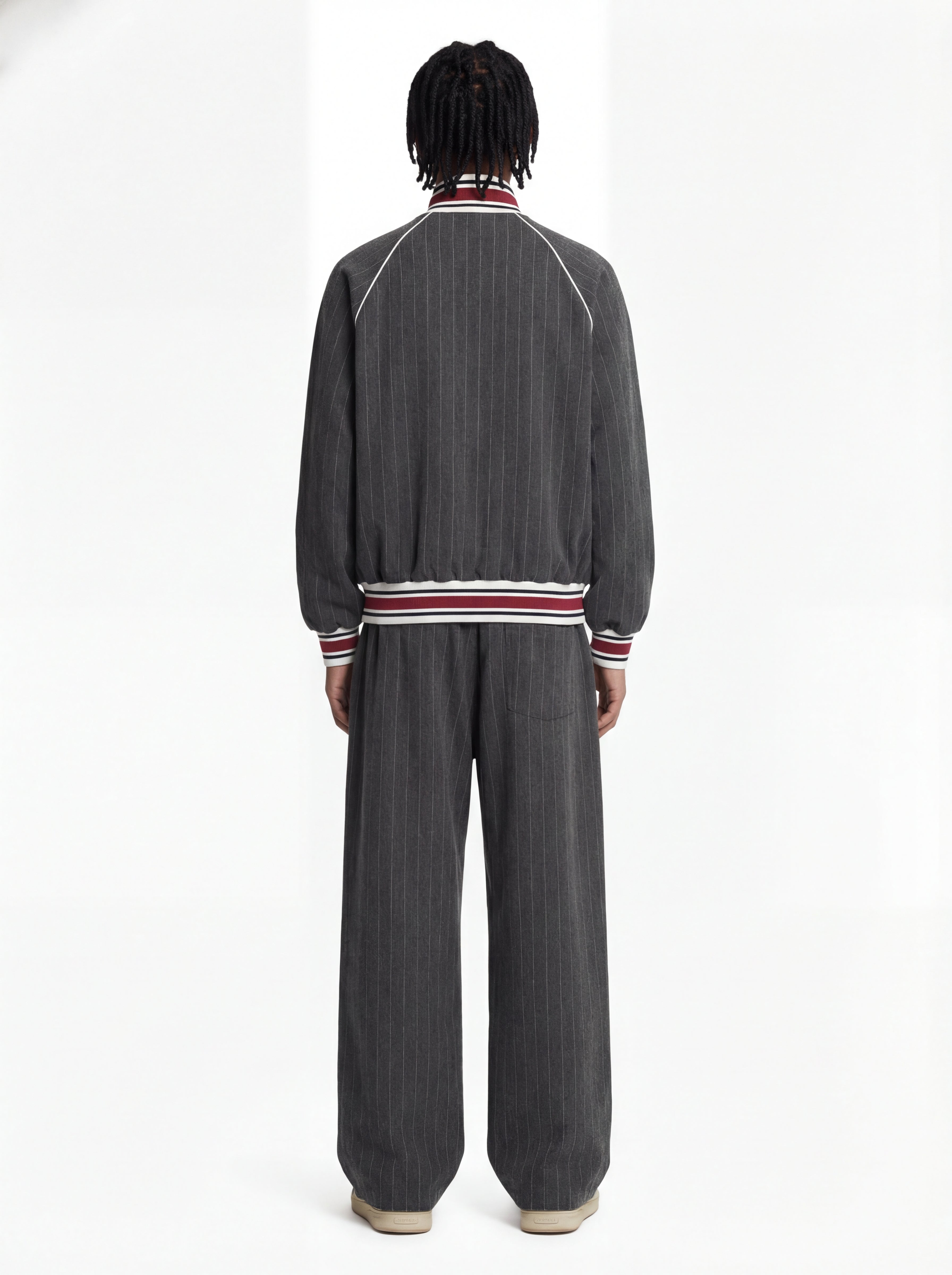 Pinstripe Vertical Embroidery Track Jacket