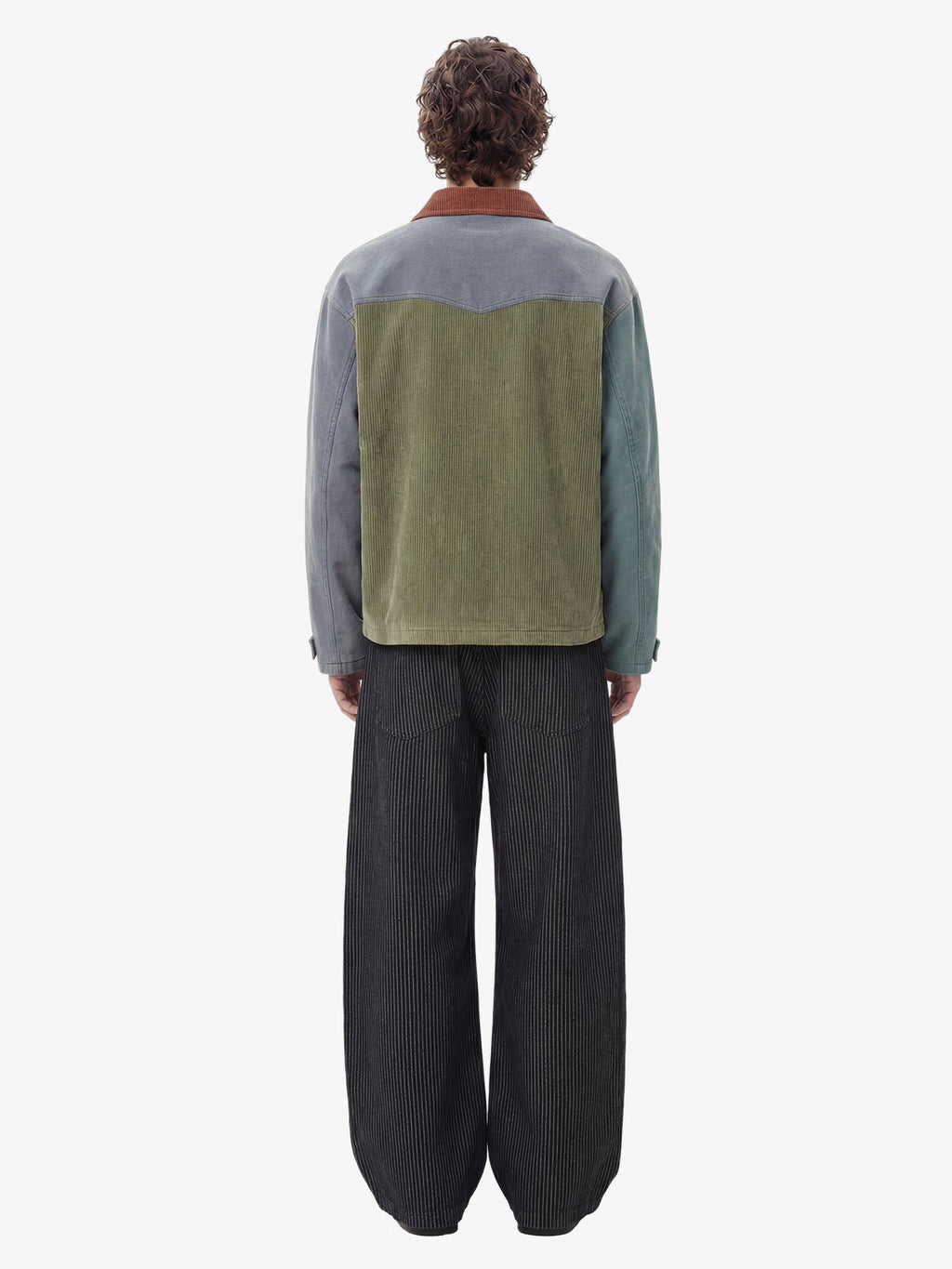 Vintage Pinstripe Pleated Wide-Leg Barrel Pants