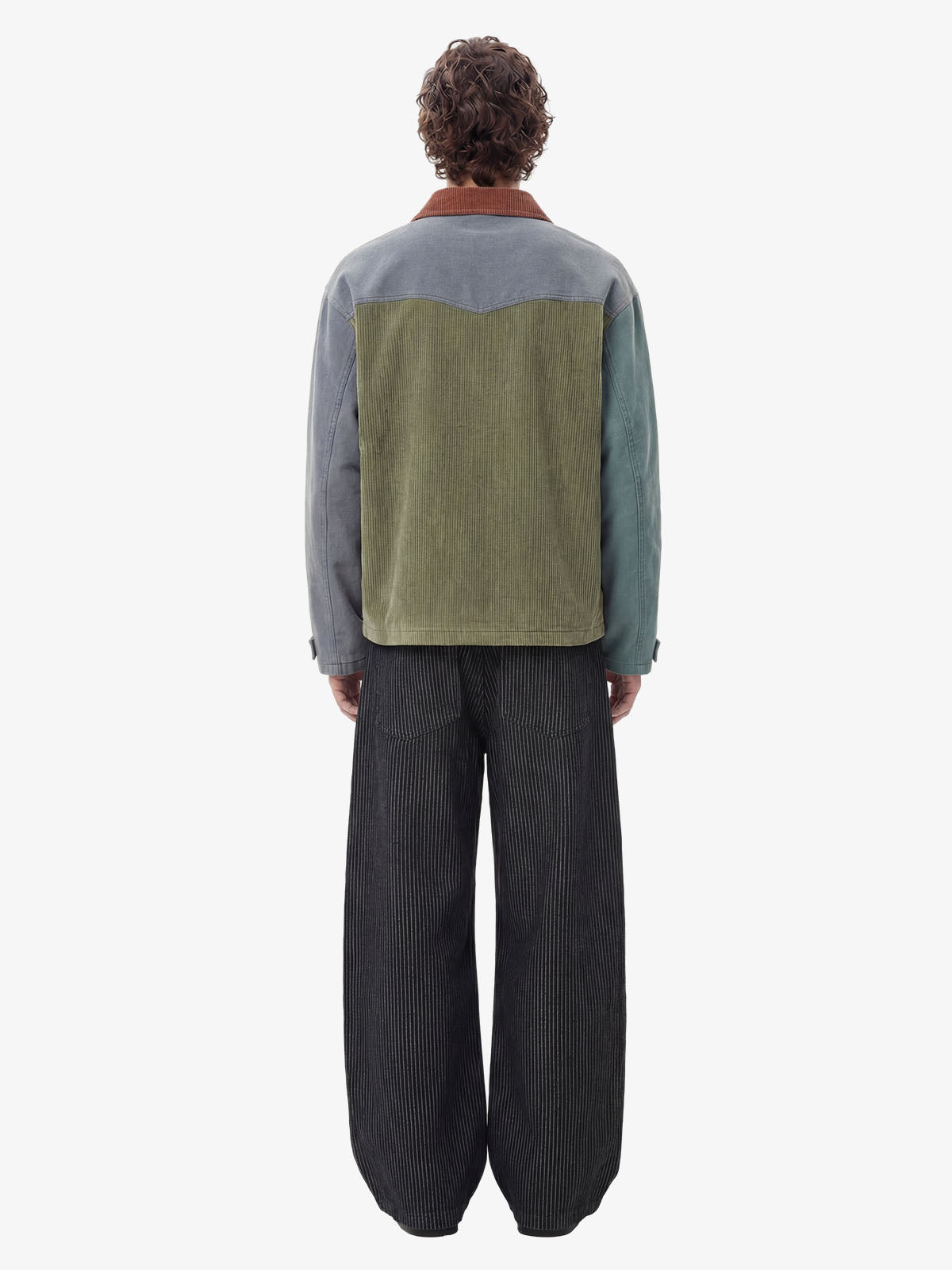 Vintage Pinstripe Pleated Wide-Leg Barrel Pants